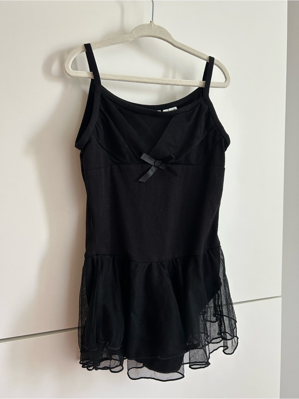 Freestyle Black Sleeveless Ballet Dress with Bow and Mesh Skirt - 7/8